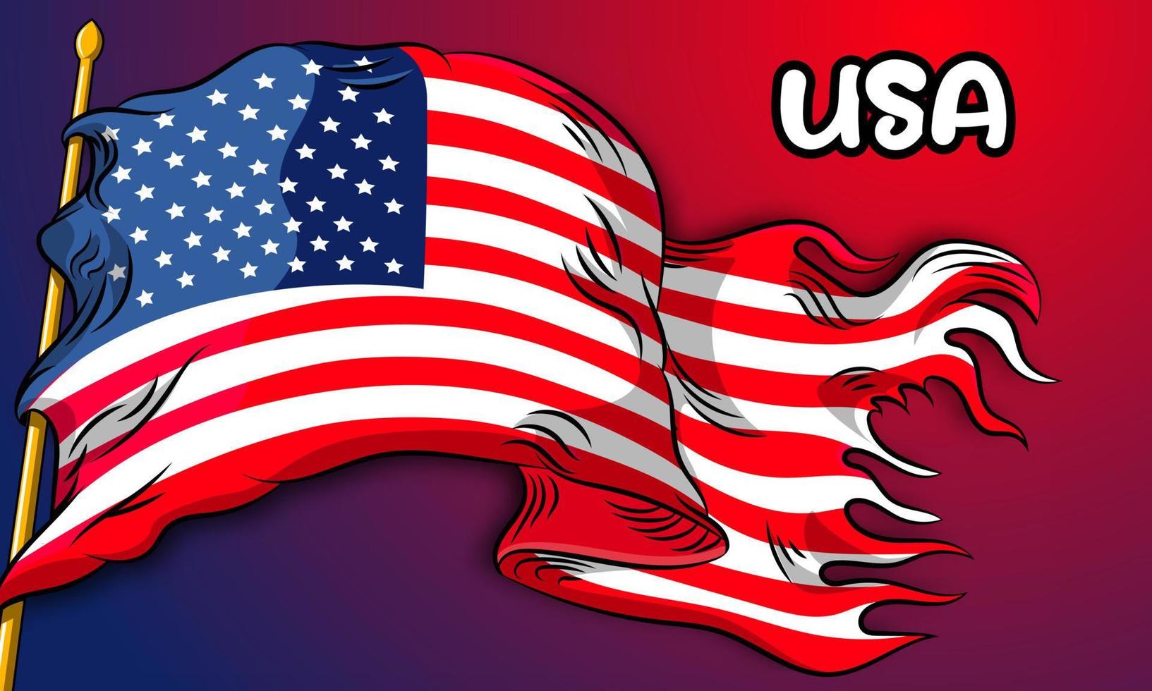 USA united states of america vector flag with hand drawn