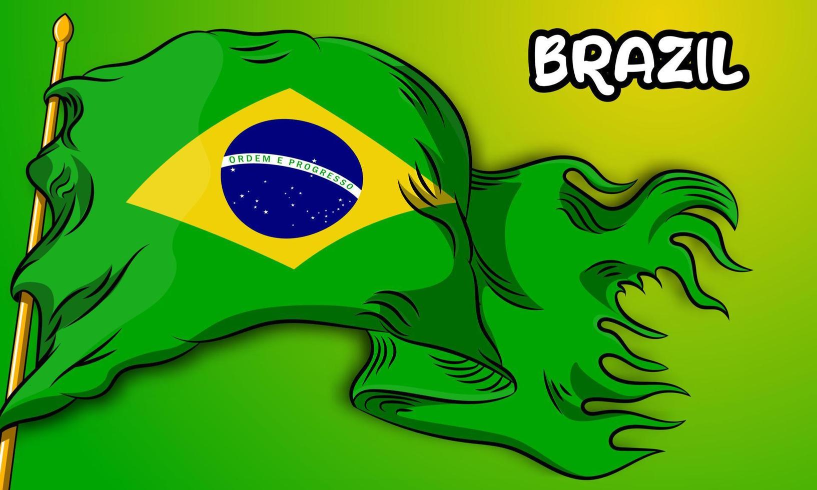 brazil vector flag with hand drawn
