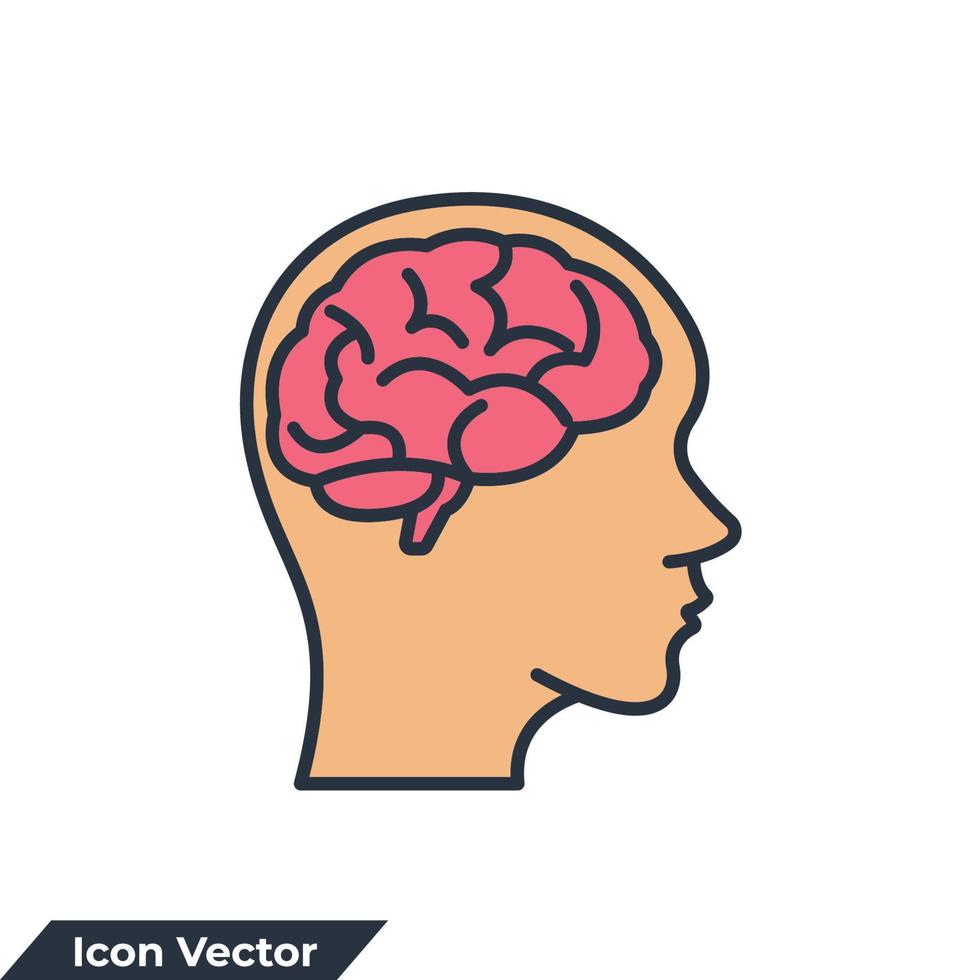 ilustración vectorial del logotipo del icono de neurobiología. plantilla de símbolo del cerebro humano para la colección de diseño gráfico y web vector