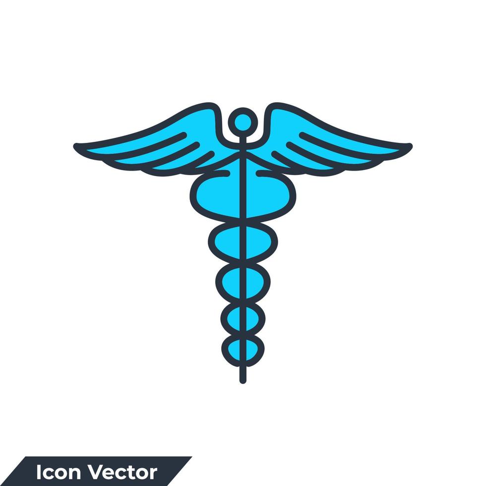 Ilustración de vector de logotipo de icono de medicina y salud. plantilla de símbolo de glifo de caduceo para la colección de diseño gráfico y web