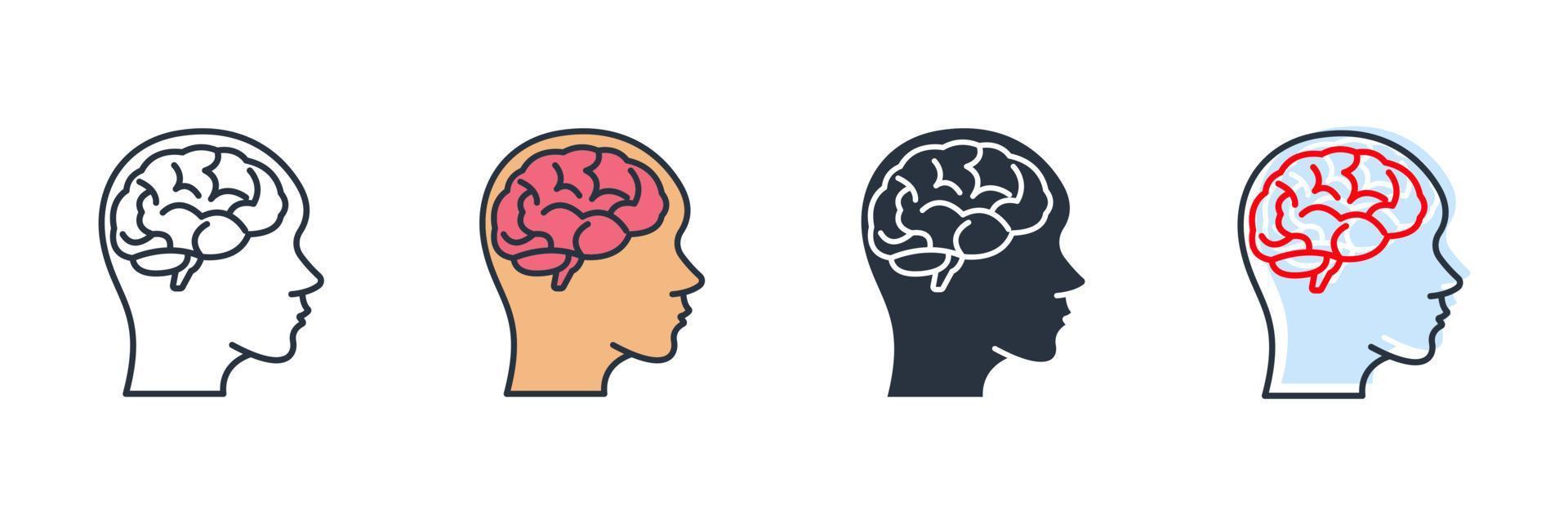 neurobiology icon logo vector illustration. Human brain symbol template for graphic and web design collection
