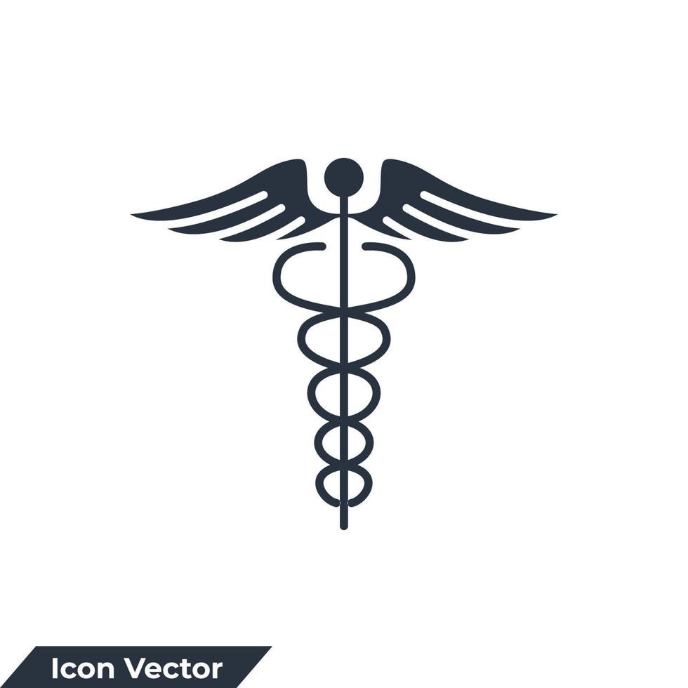 Ilustración de vector de logotipo de icono de medicina y salud. plantilla de símbolo de glifo de caduceo para la colección de diseño gráfico y web