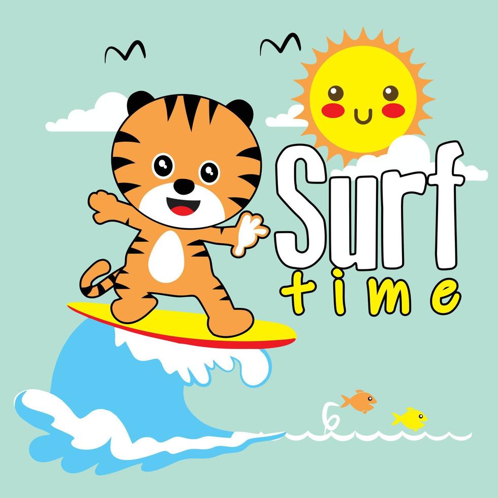 tiempo de surf tigre vector