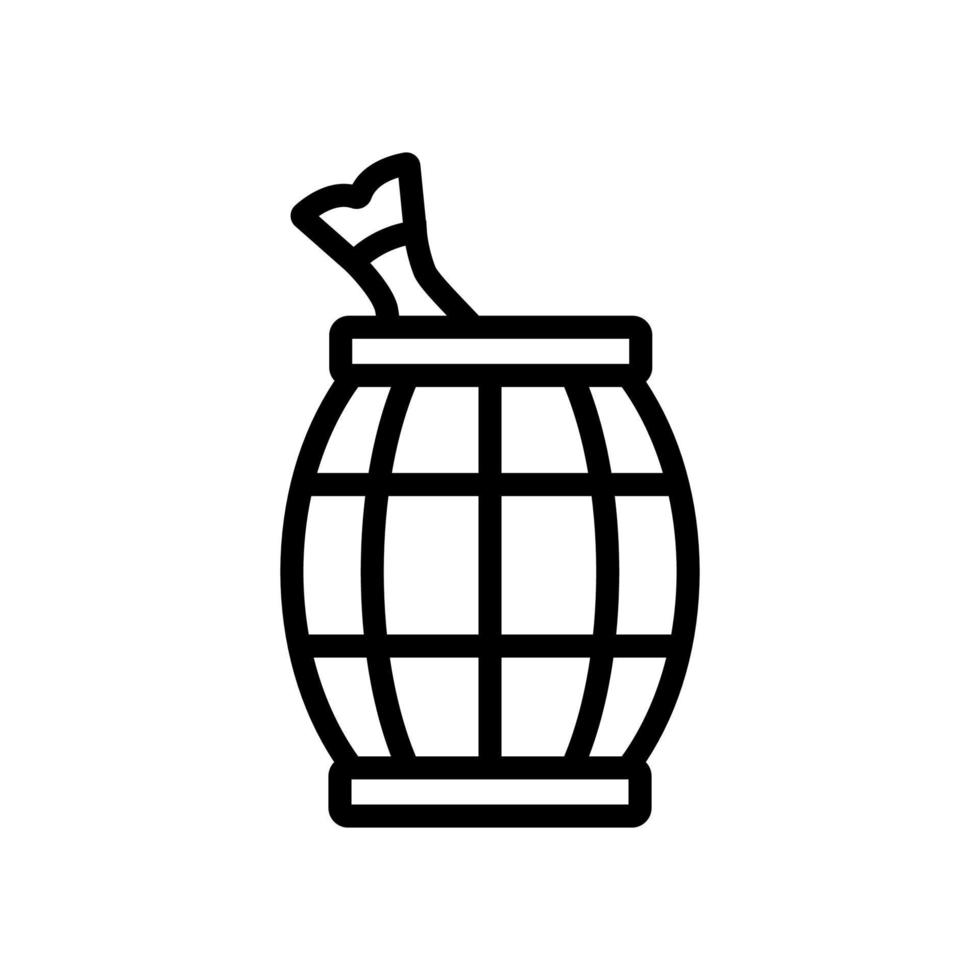 wooden fish filled barrel icon vector outline illustration