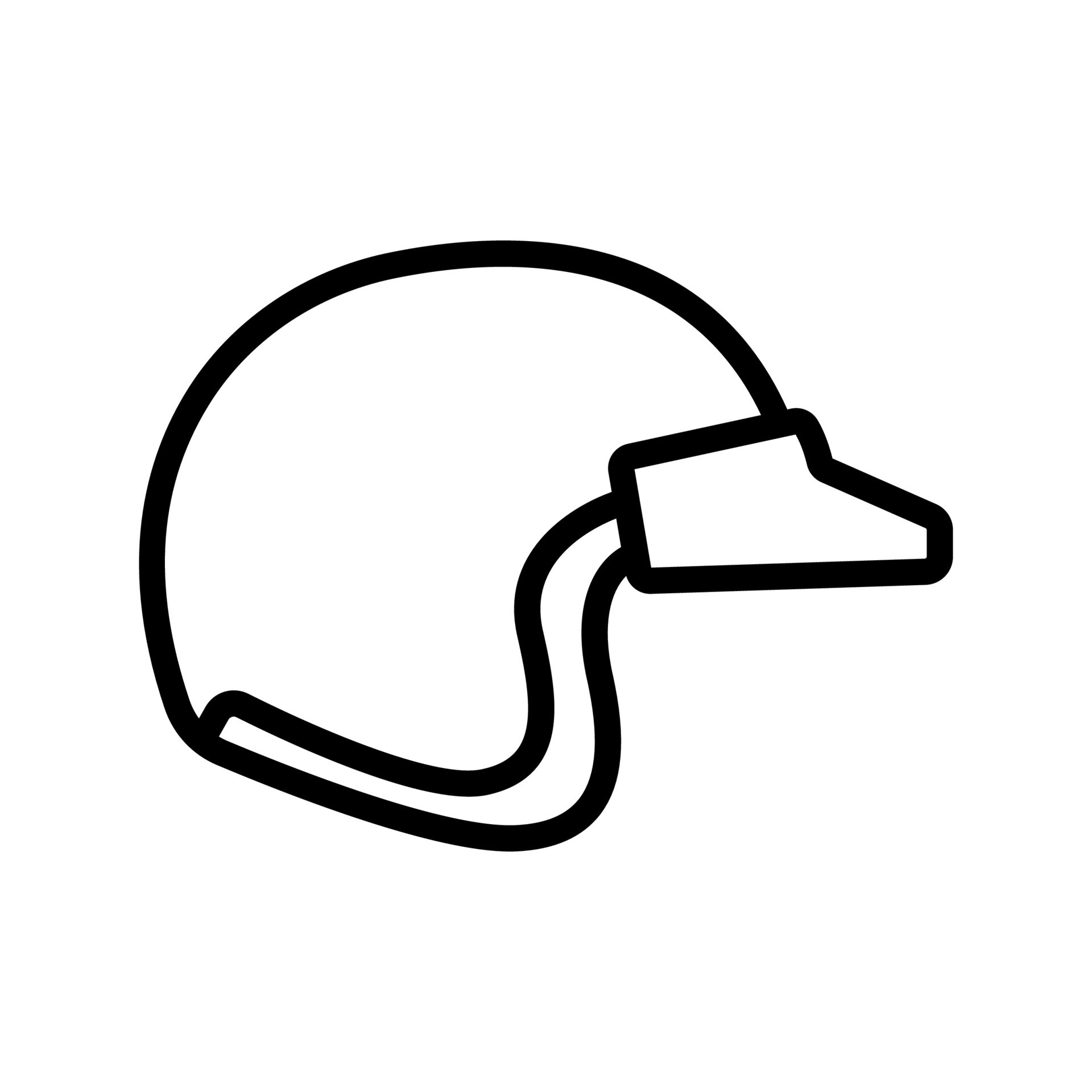 helmet with fully enclosed long visor icon vector outline illustration