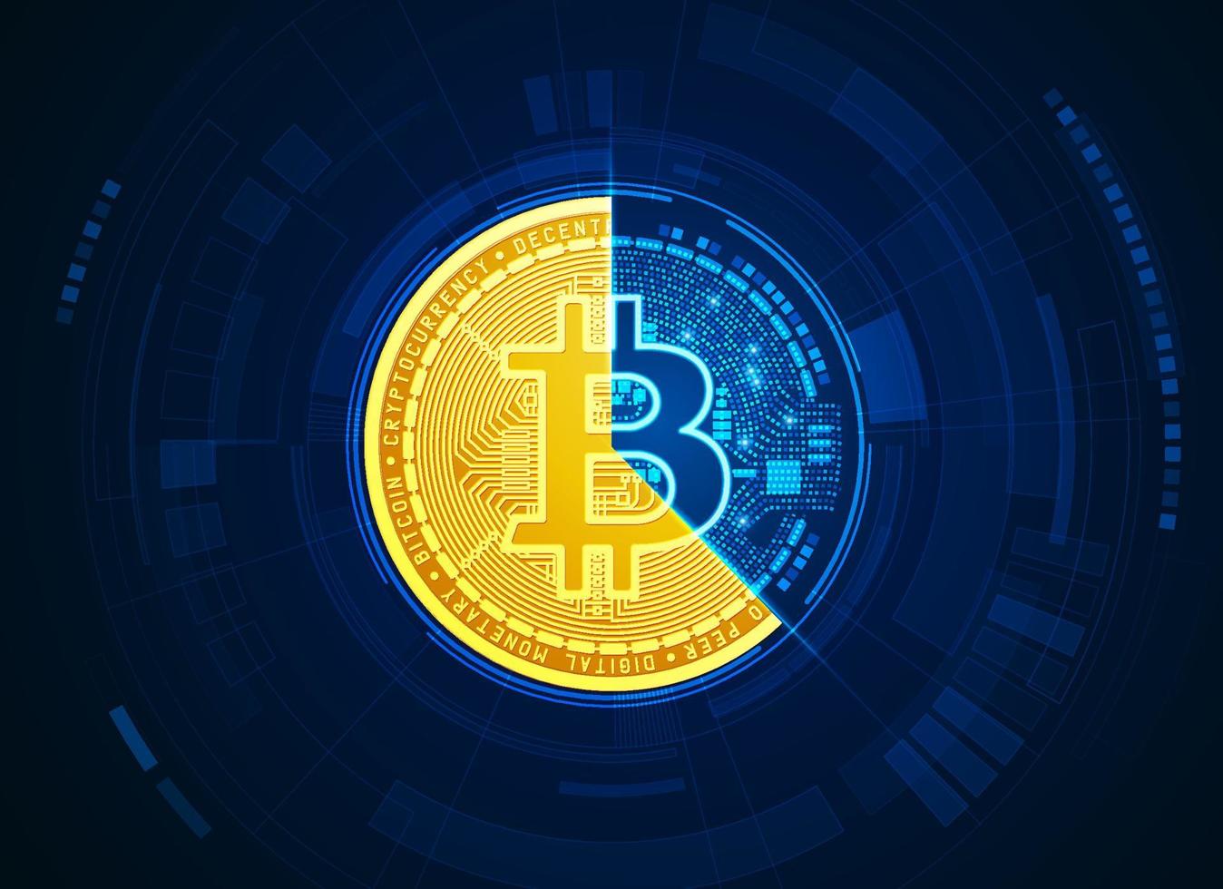 futuristic golden bitcoin vector