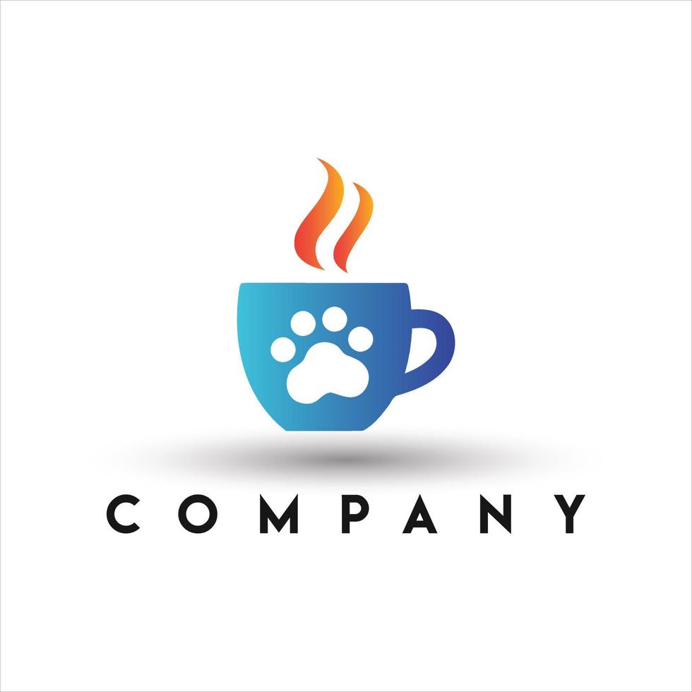 logotipo de café gato. logotipo de cafetería que admite mascotas vector