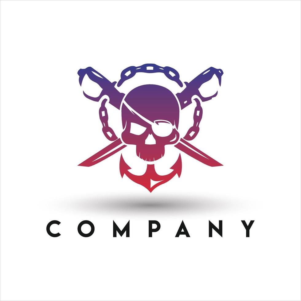 logotipo de calavera pirata. calavera pirata con logo de espadas vector