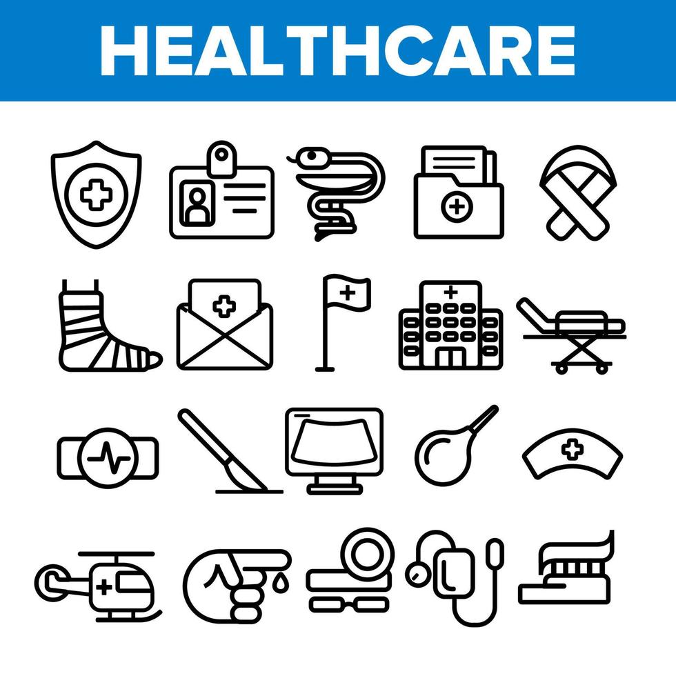 Healthcare Linear Vector Icons Set Thin Pictogram