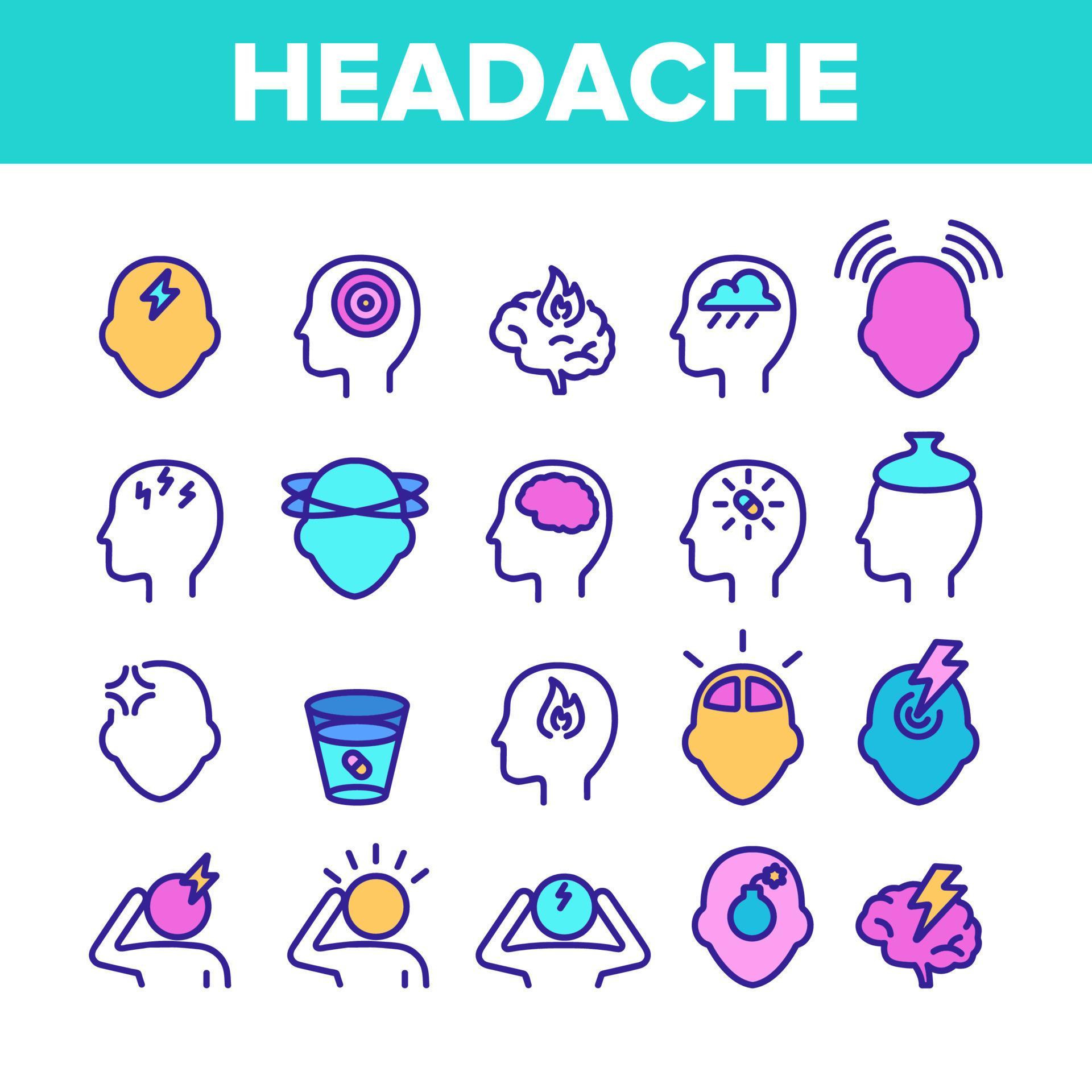 Color Headache Elements Icons Set Vector 9930387 Vector Art at Vecteezy