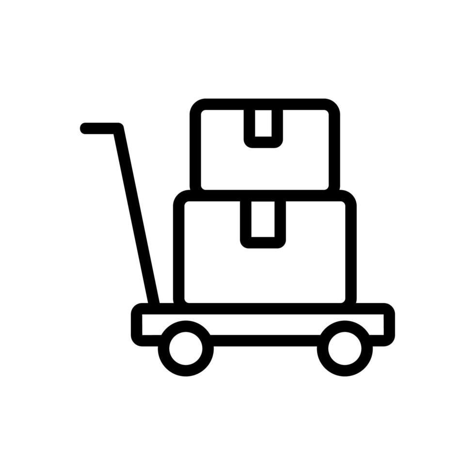 platform trolley with things icon vector outline illustration