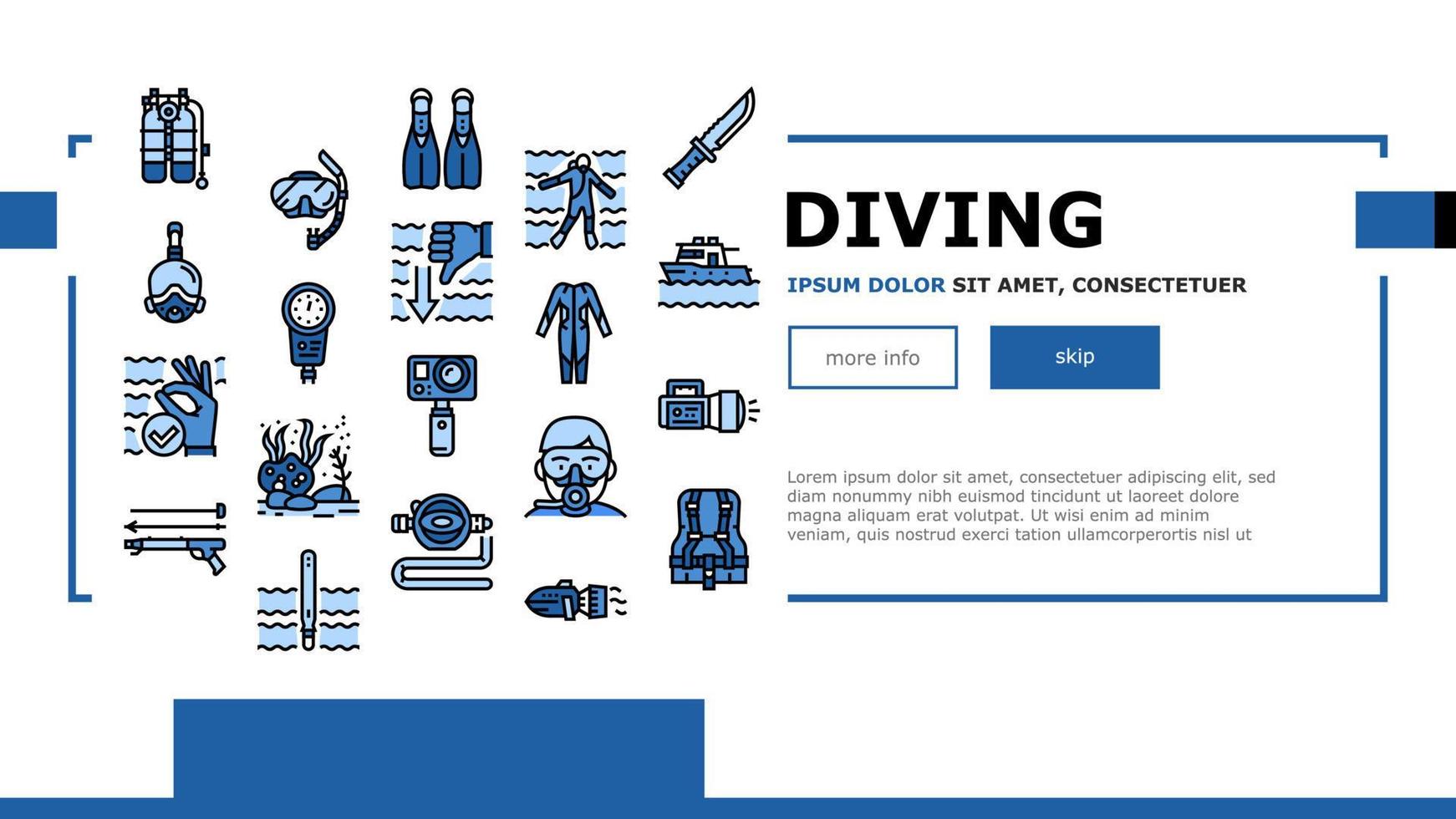 Diving Scuba Equipment Landing Header Vector