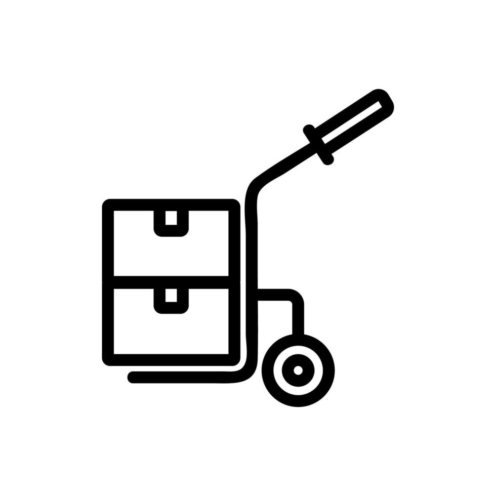 un carro de ruedas con asa y con maletas icono vector ilustración de contorno
