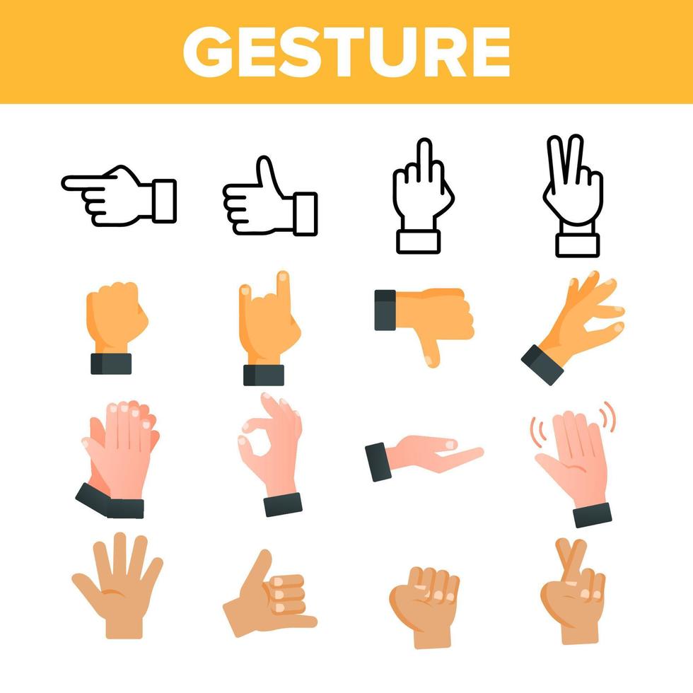 Collection Gesture Elements Vector Sign Icons Set