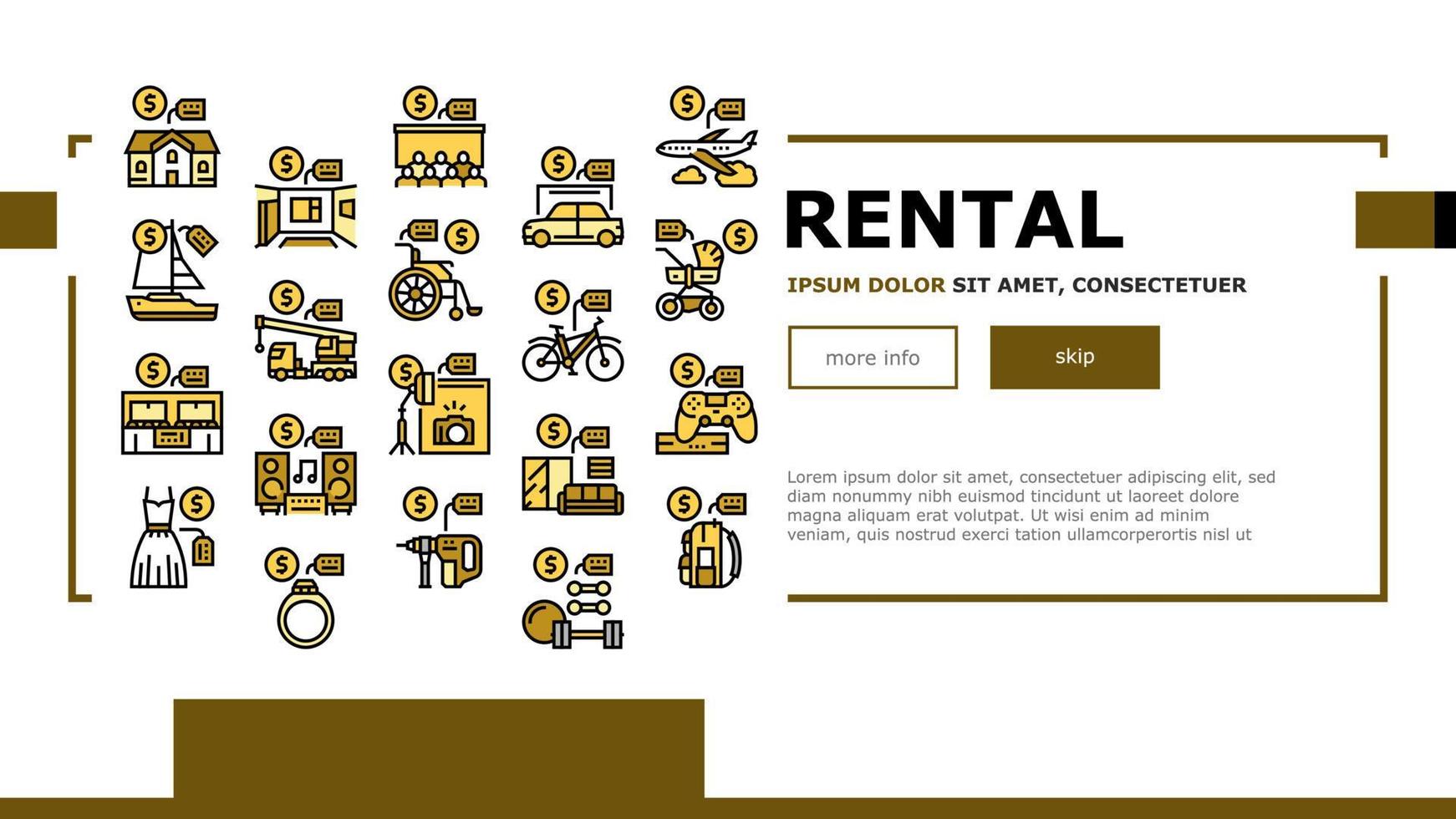 Rental Service Business Landing Web Page Header Banner Template Vector