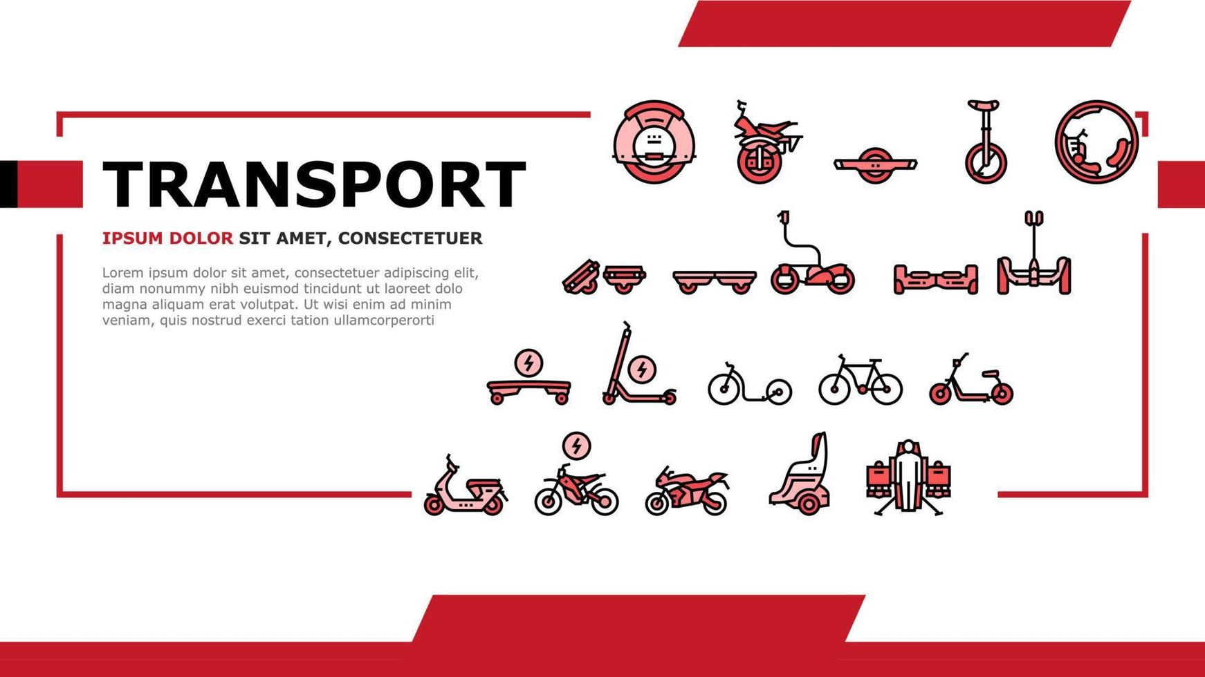 Personal Transport Landing Header Vector