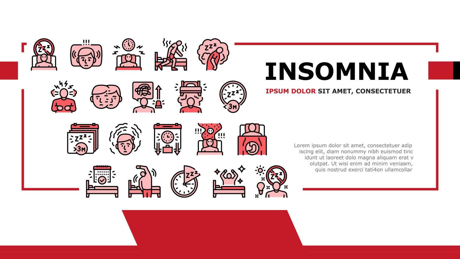 vector de encabezado de aterrizaje de problema crónico de persona de insomnio