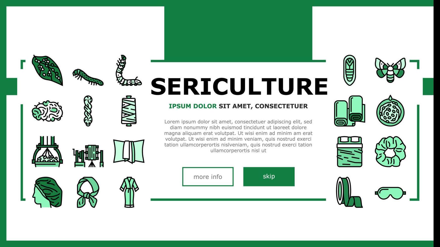 Sericulture Production Business Landing Header Vector