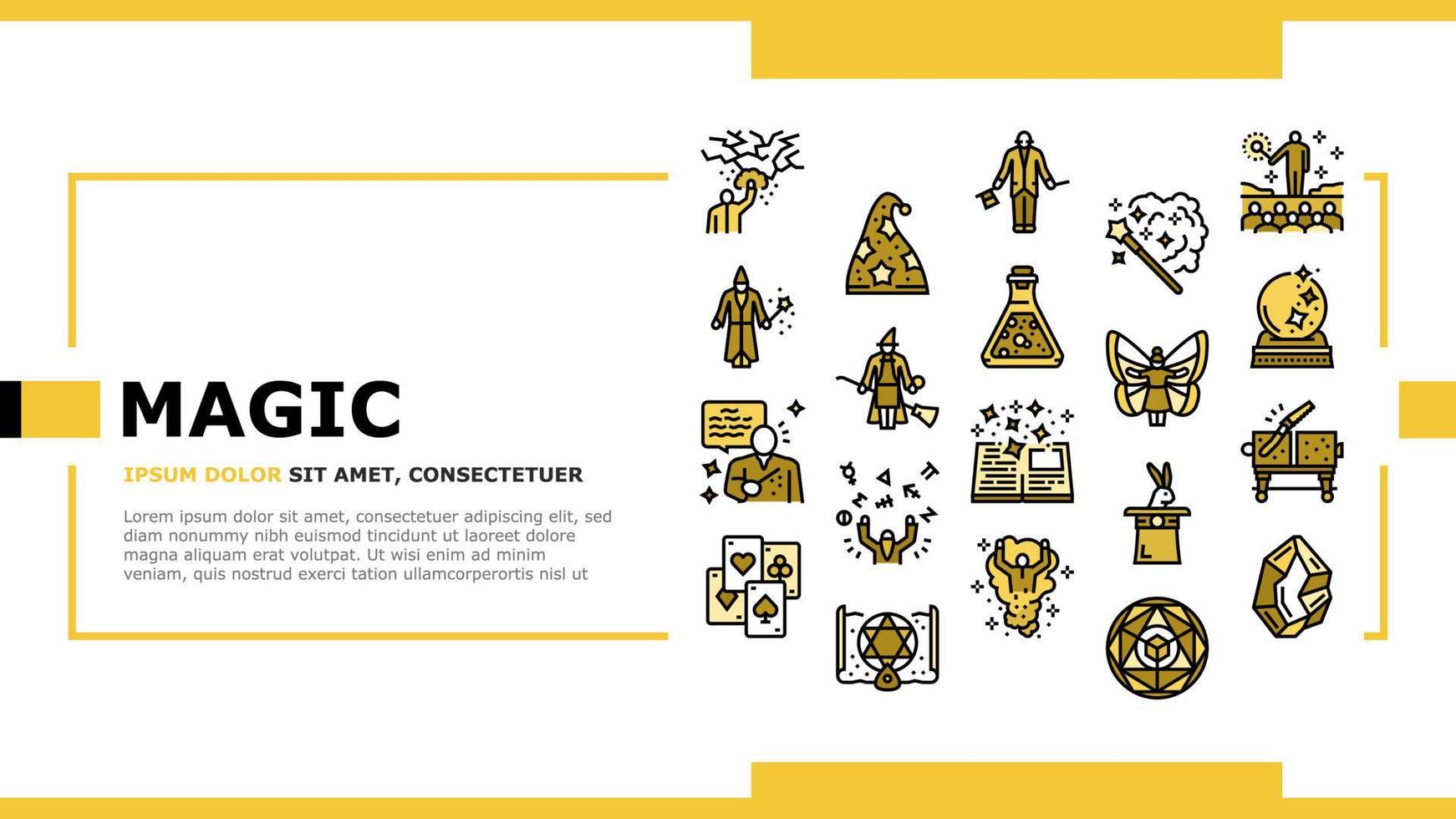 Magic Performing And Accessories Landing Header Vector