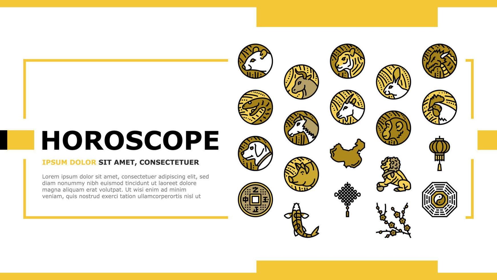 Chinese Horoscope And Accessory Landing Header Vector