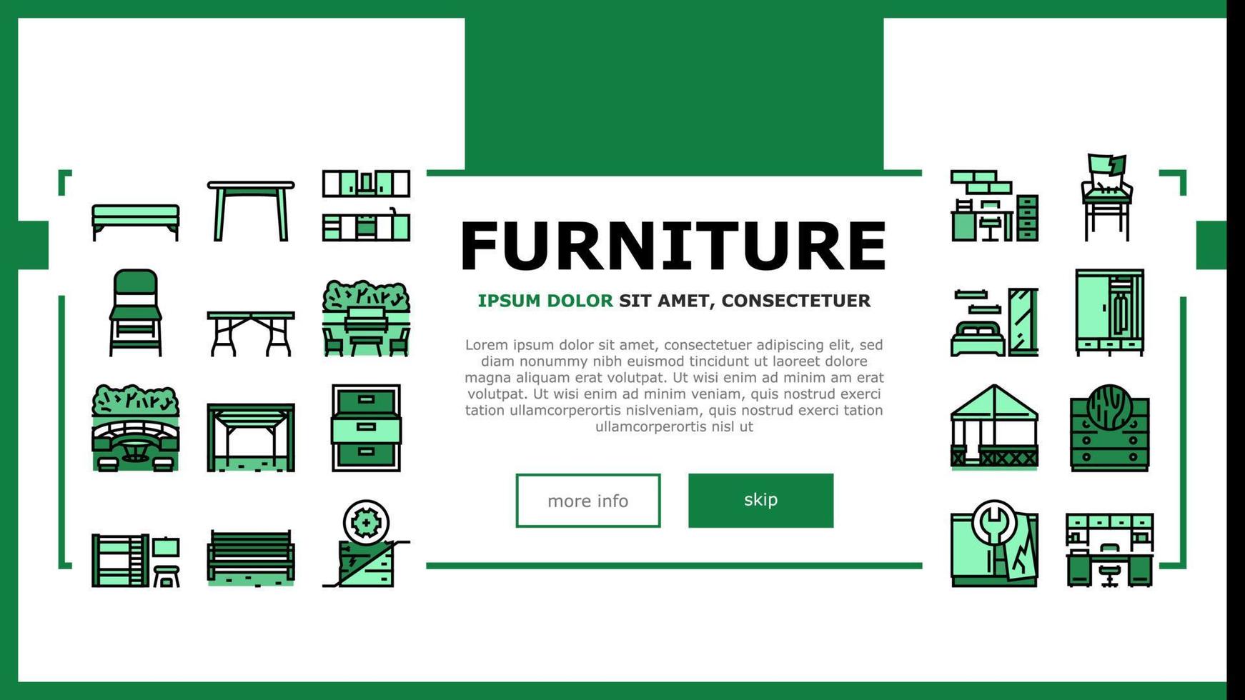 Furniture For Home And Backyard Landing Header Vector