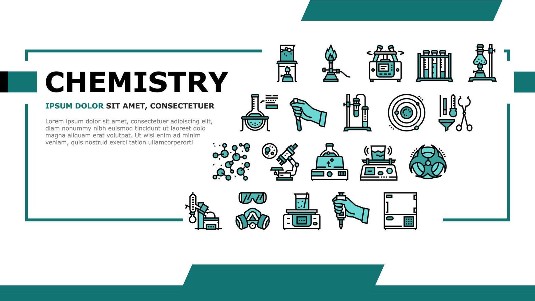 vector de encabezado de aterrizaje de laboratorio de química