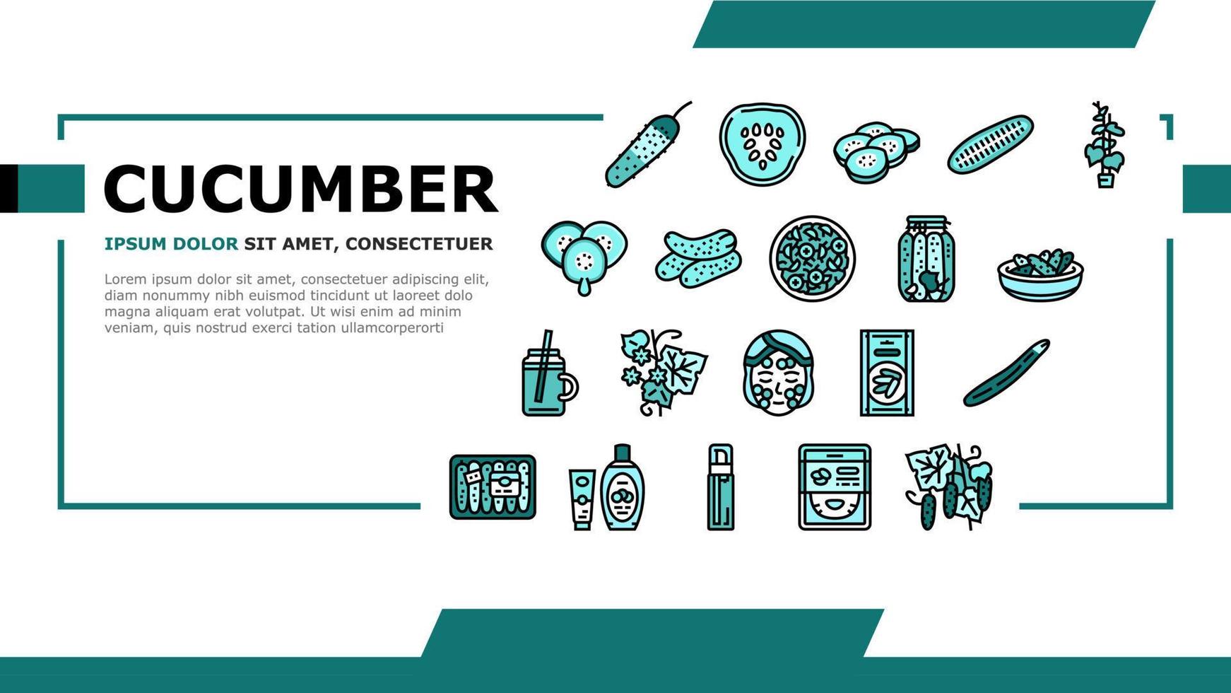 Cucumber Natural Bio Vegetable Landing Header Vector