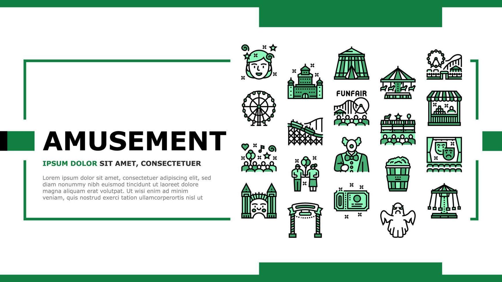 Amusement Park Entertainment Landing Header Vector