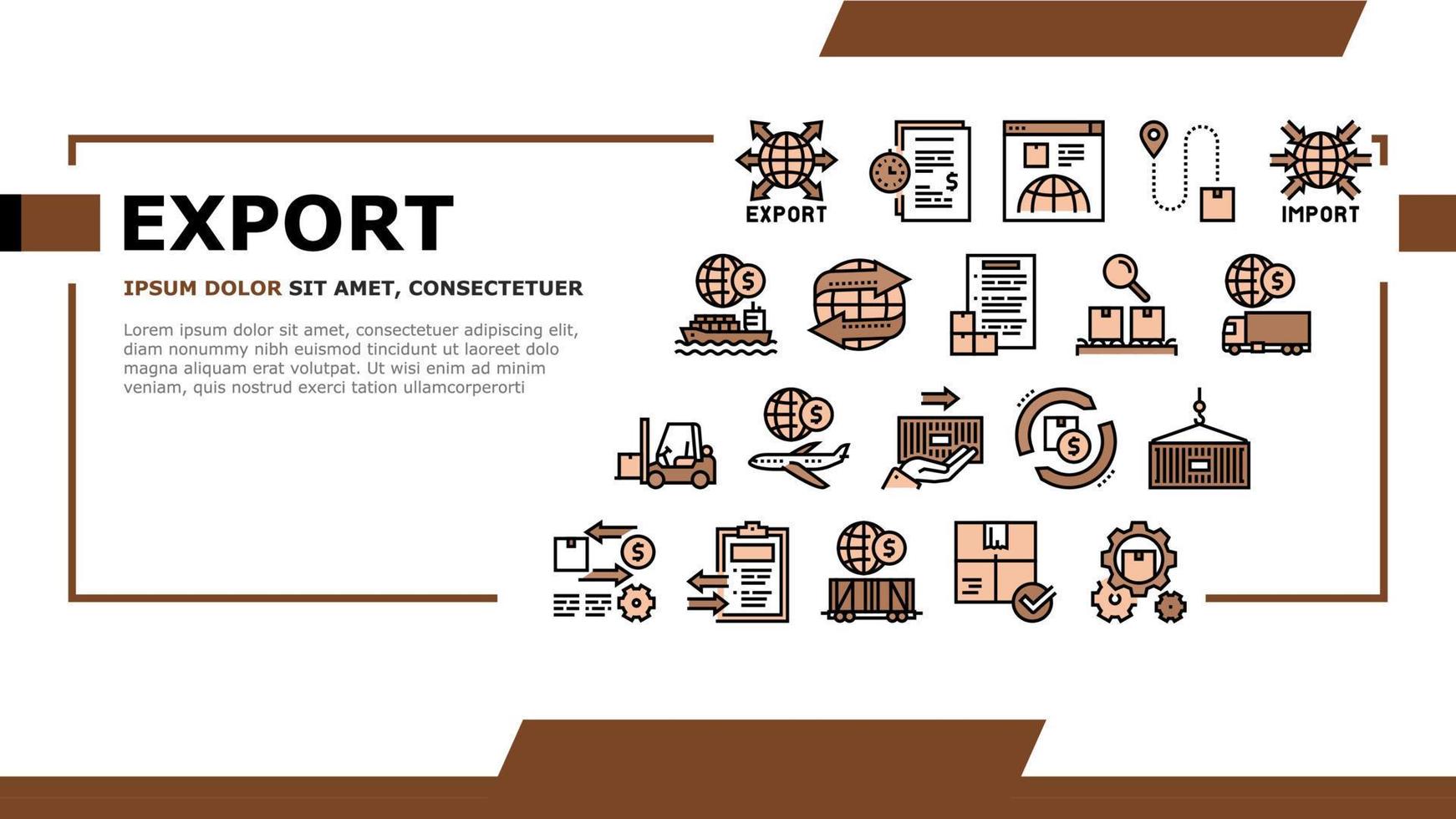 vector de encabezado de aterrizaje logístico de importación de exportación