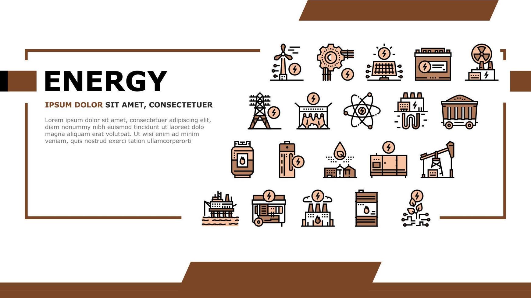 Energy Electricity And Fuel Power Landing Header Vector