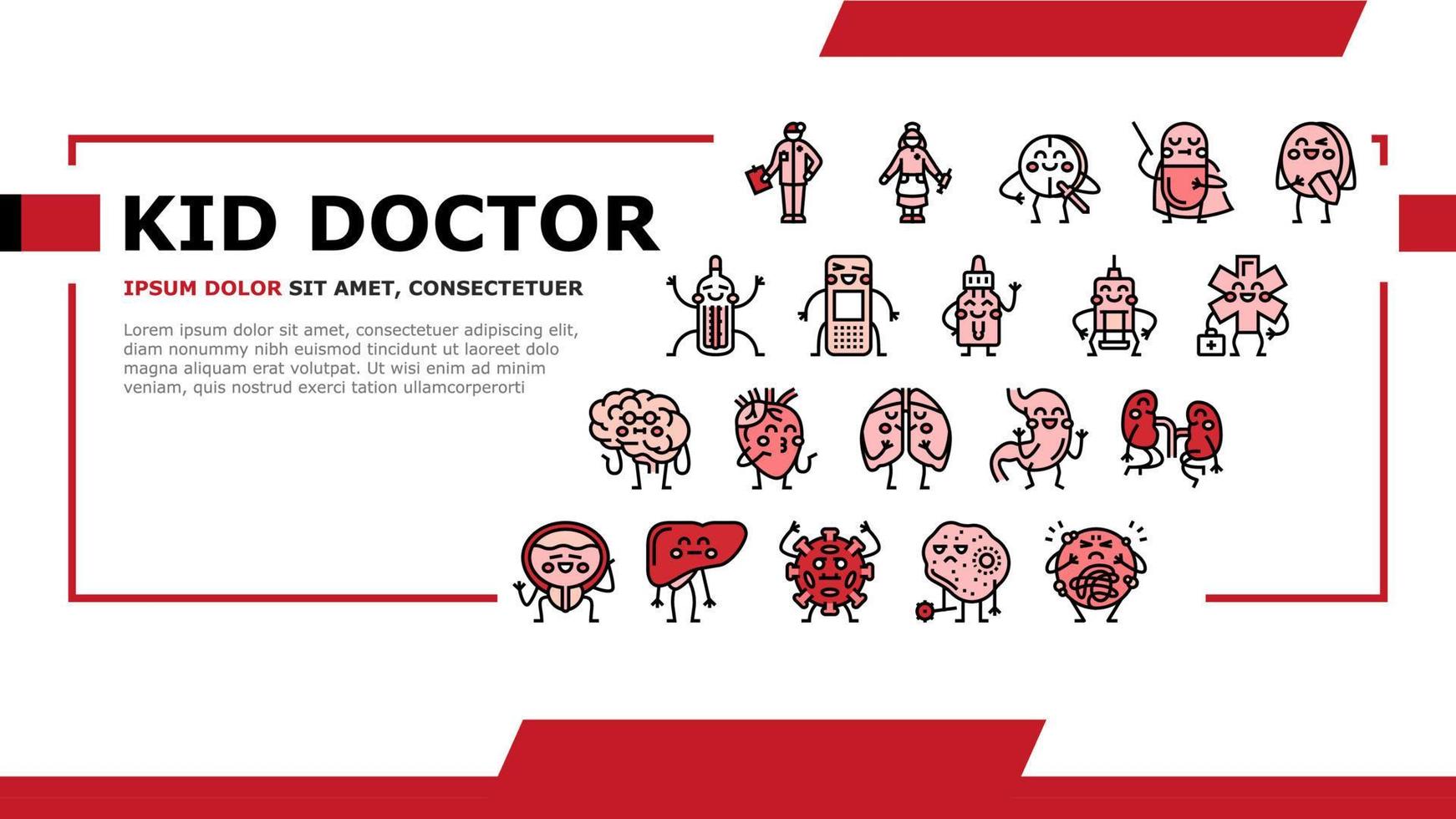 Kid Doctor Disease Treatment Landing Header Vector