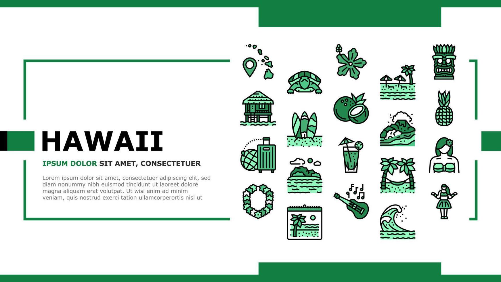 Hawaii Island Vacation Resort Landing Header Vector