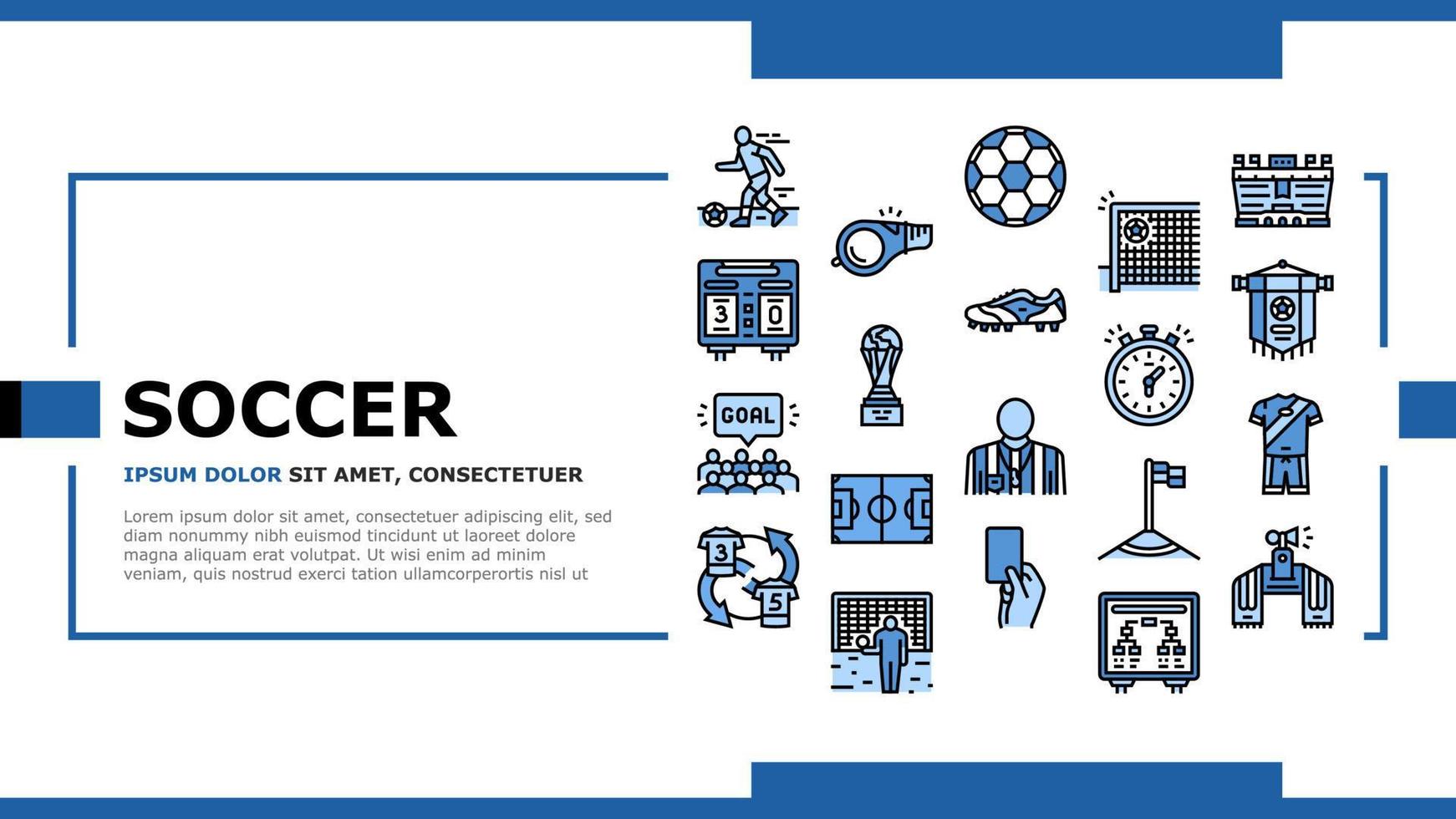 Soccer Team Sport Game On Stadium Landing Header Vector