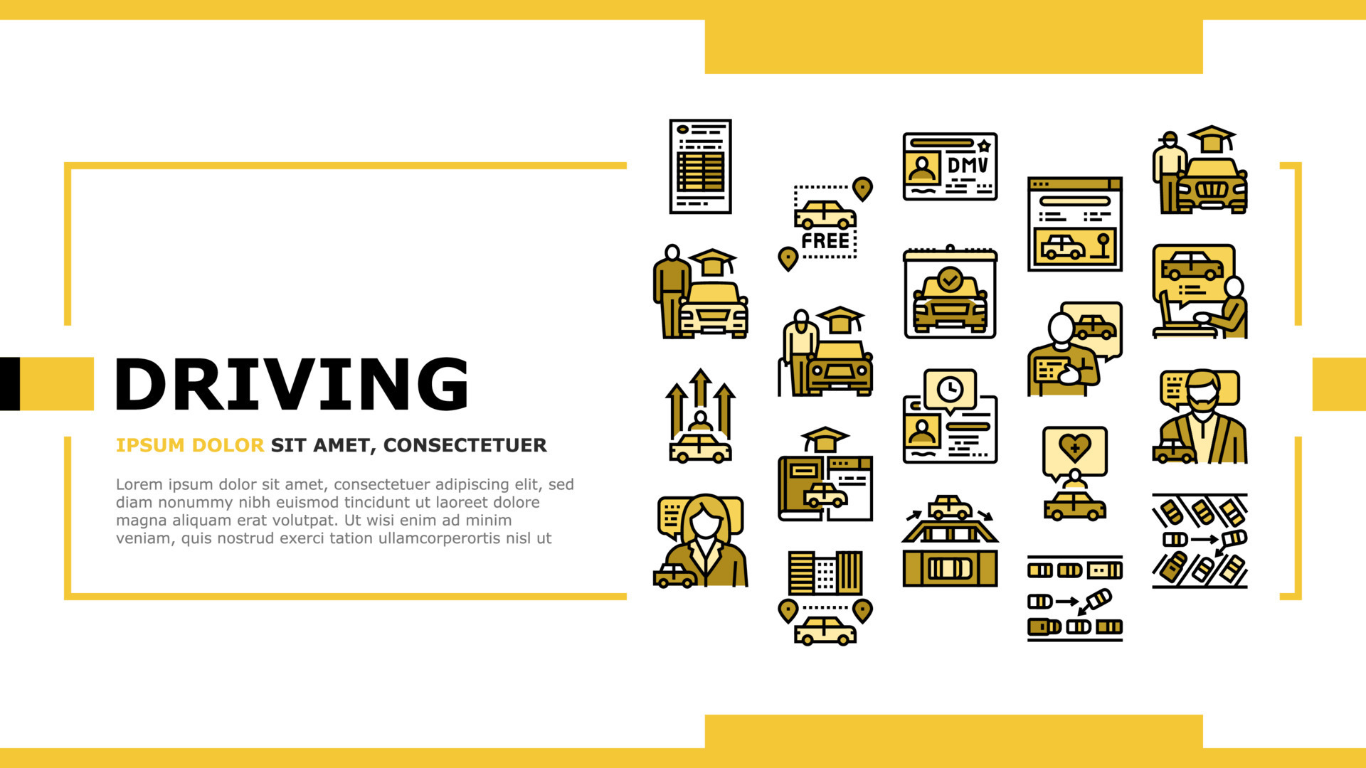 Driving School Lesson Landing Header Vector 9930833 Vector Art at Vecteezy