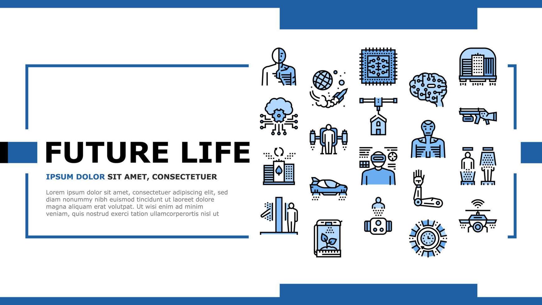 vector de encabezado de aterrizaje de dispositivos de vida futura