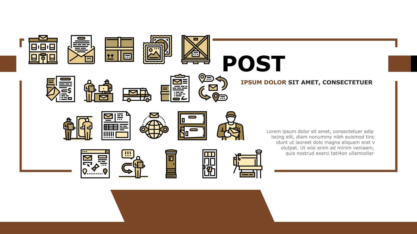 Post Office Delivery Service Landing Header Vector