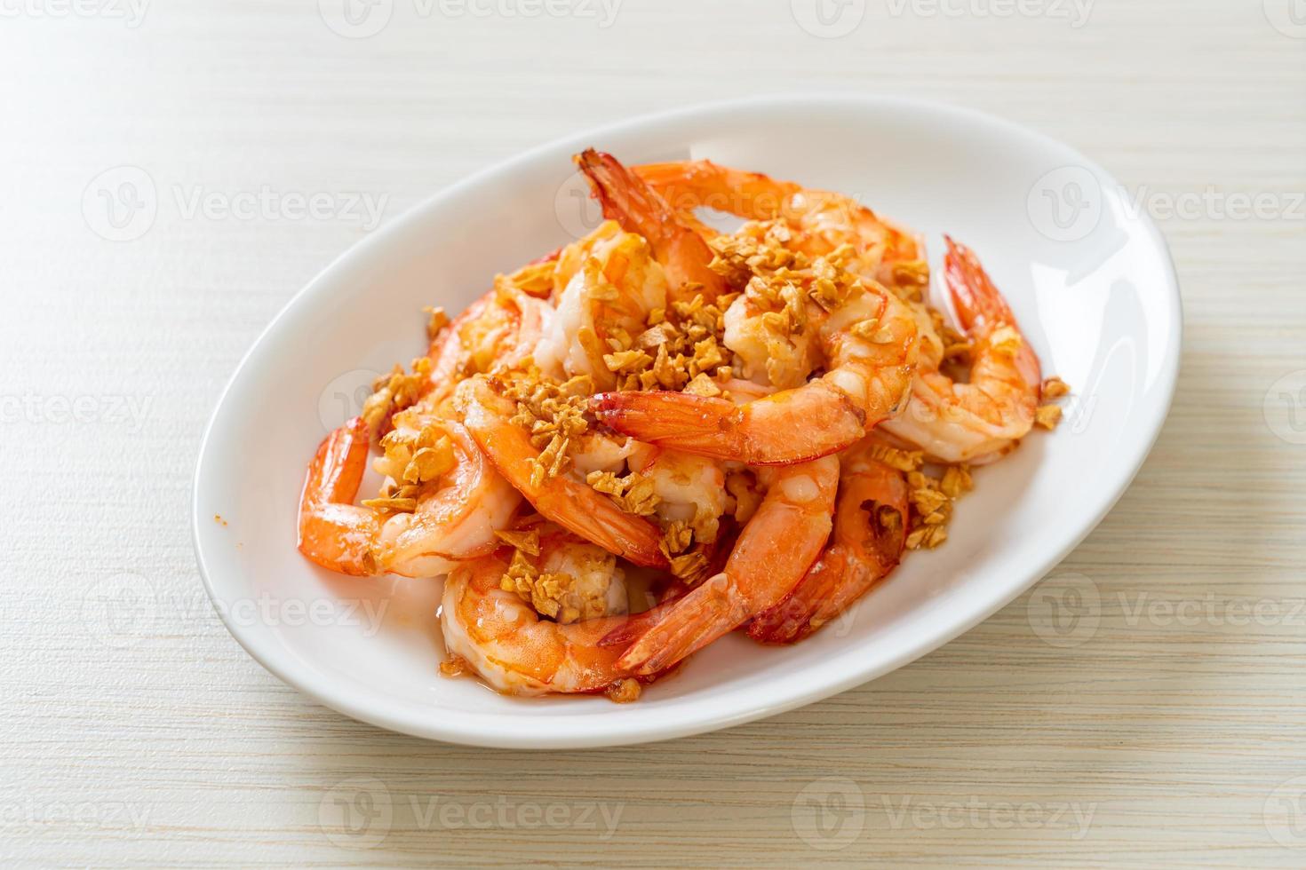 fried shrimps or prawns with garlic photo