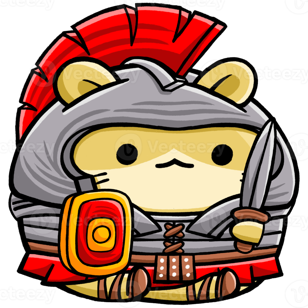 Cute Hamster Roman gladiator wearing a helmet png