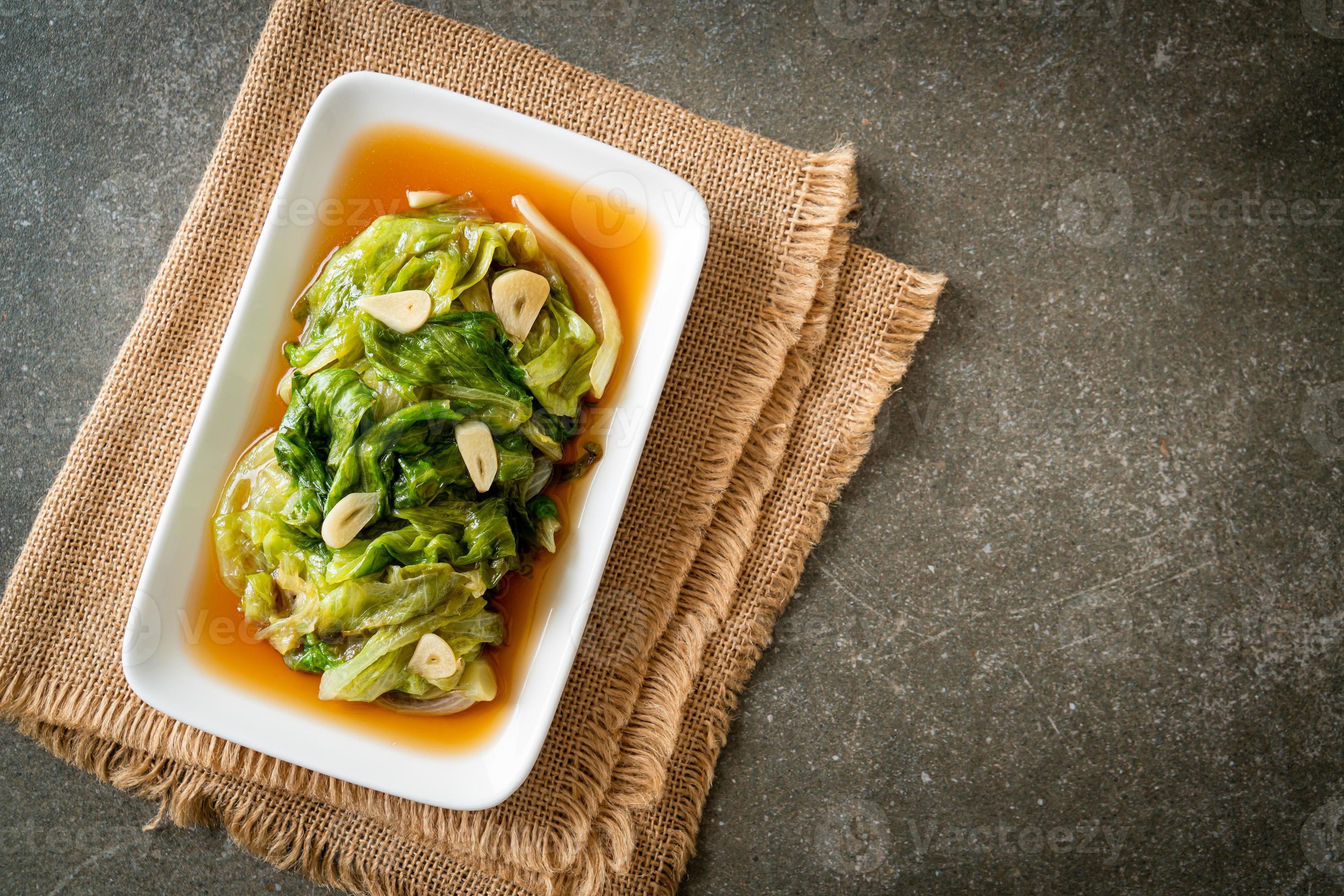 Stir fried Iceberg lettuce with Oyster sauce 9930990 Stock Photo at Vecteezy