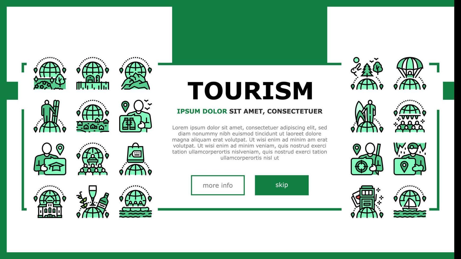 Tourism Travel Types Landing Header Vector