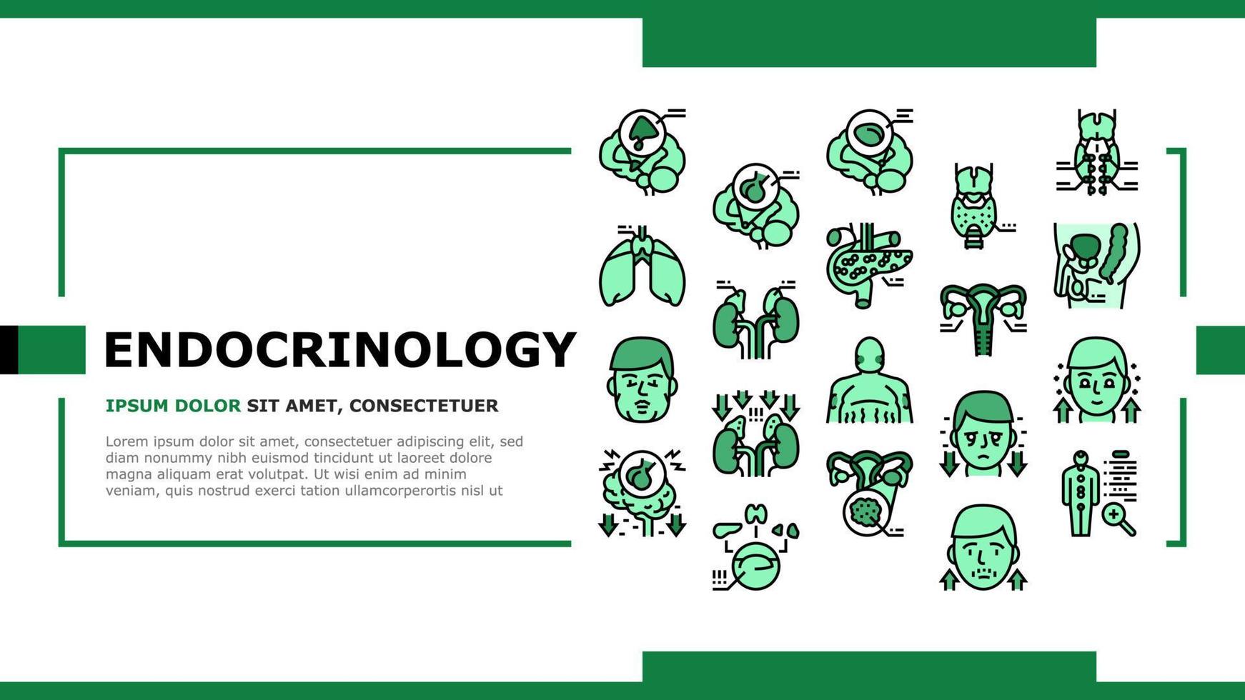 vector de encabezado de aterrizaje de enfermedad médica de endocrinología