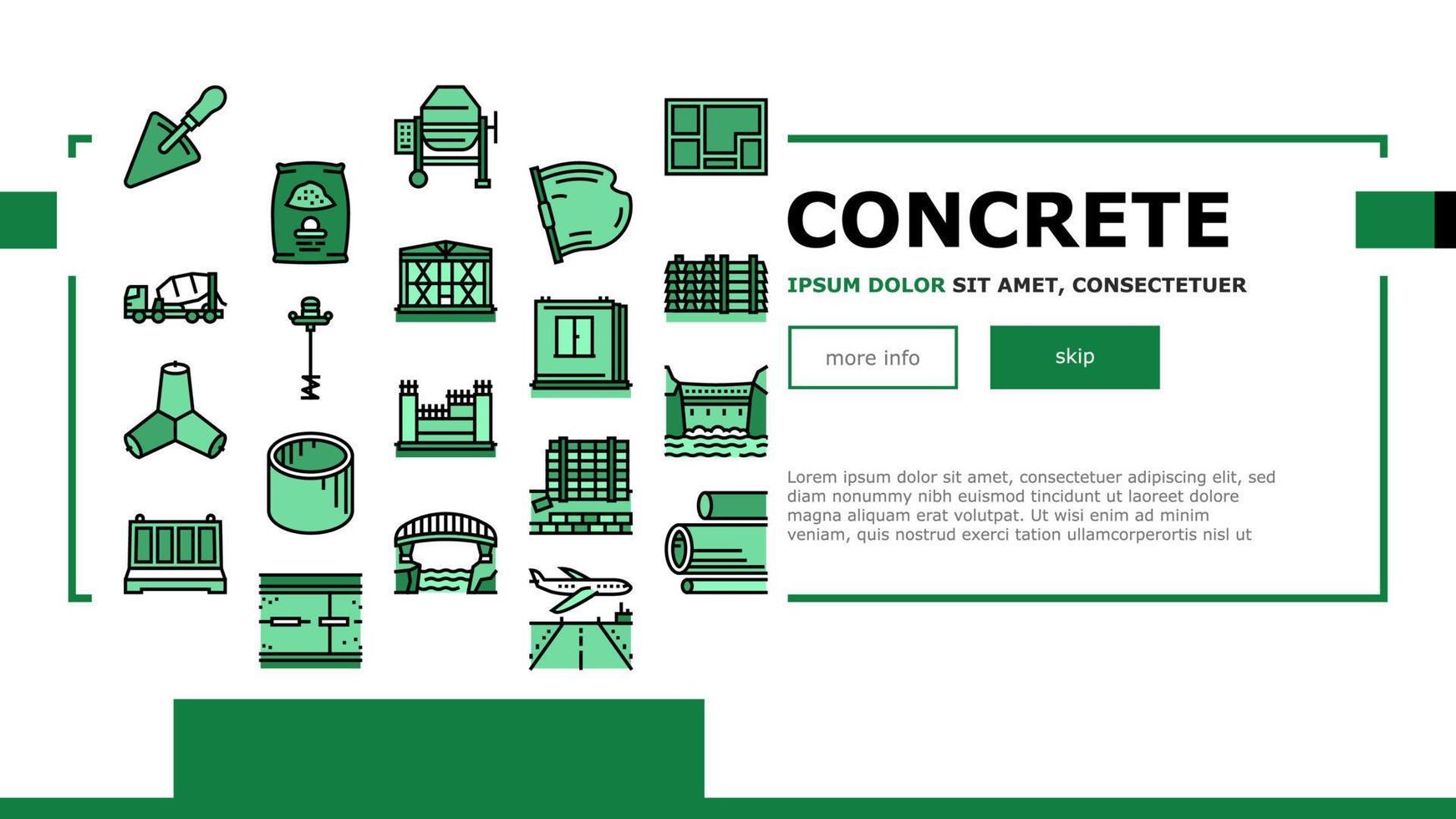 Concrete Production Landing Header Vector