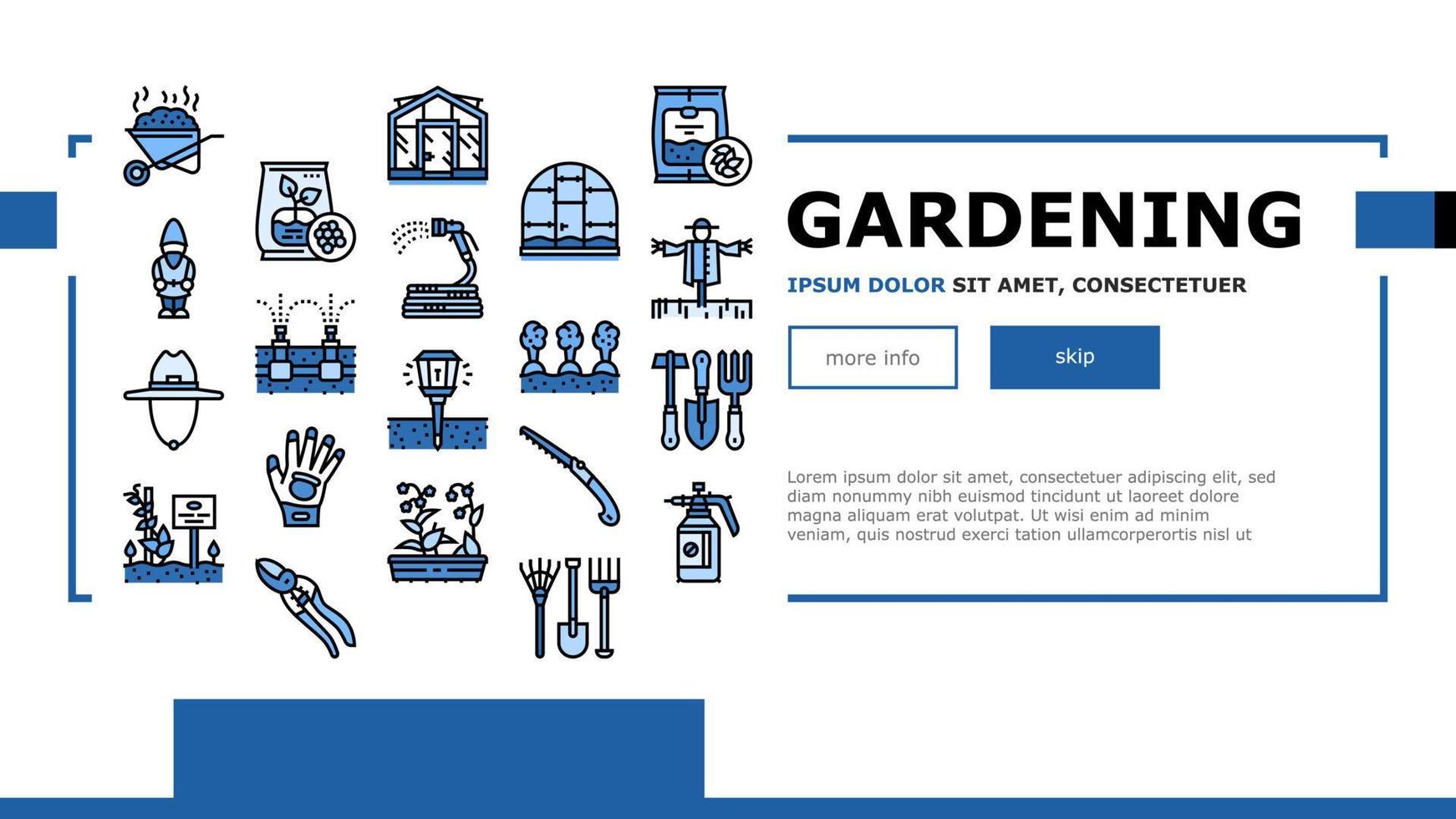 Gardening Equipment Landing Header Vector