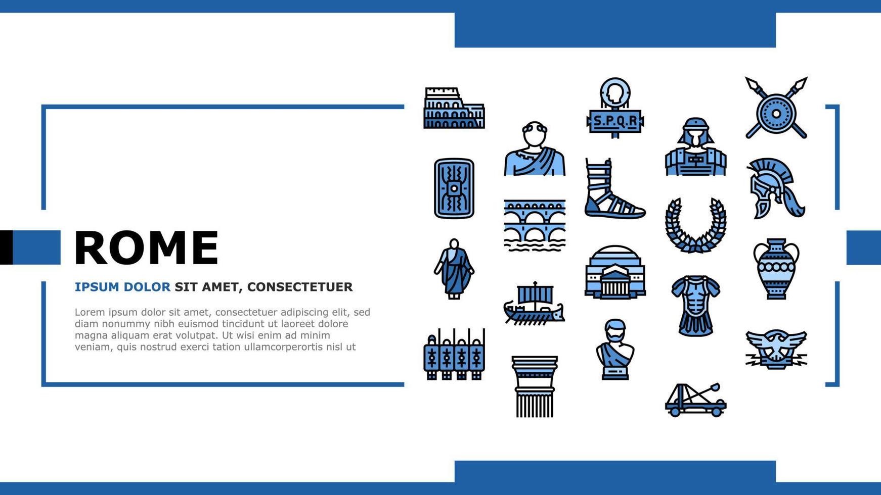 Ancient Rome Antique History Landing Header Vector