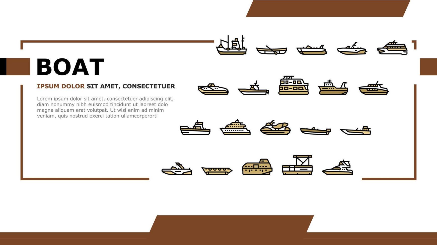 vector de encabezado de aterrizaje de tipos de transporte de agua de barco