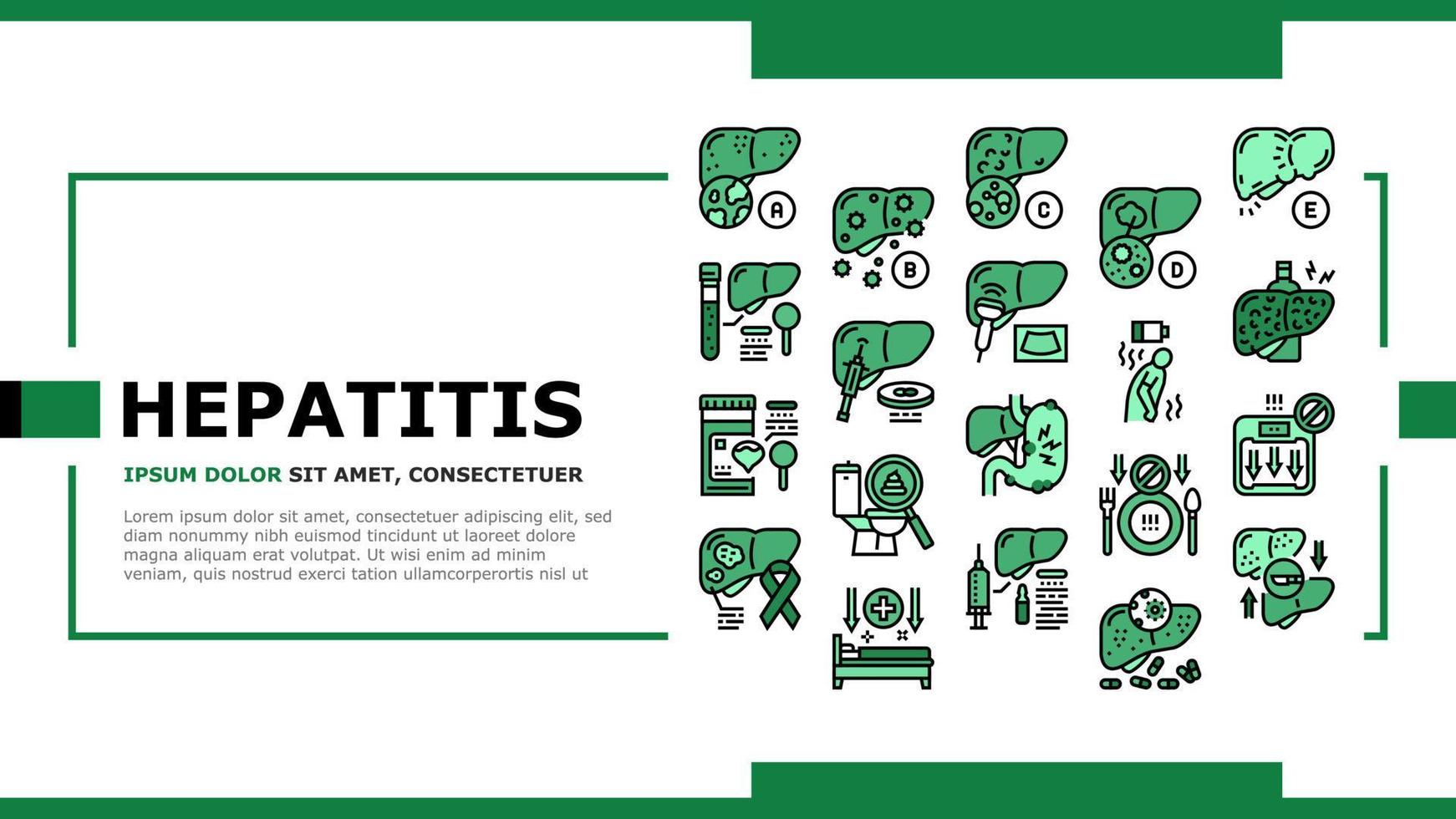 vector de encabezado de aterrizaje de problema de salud hepática de hepatitis