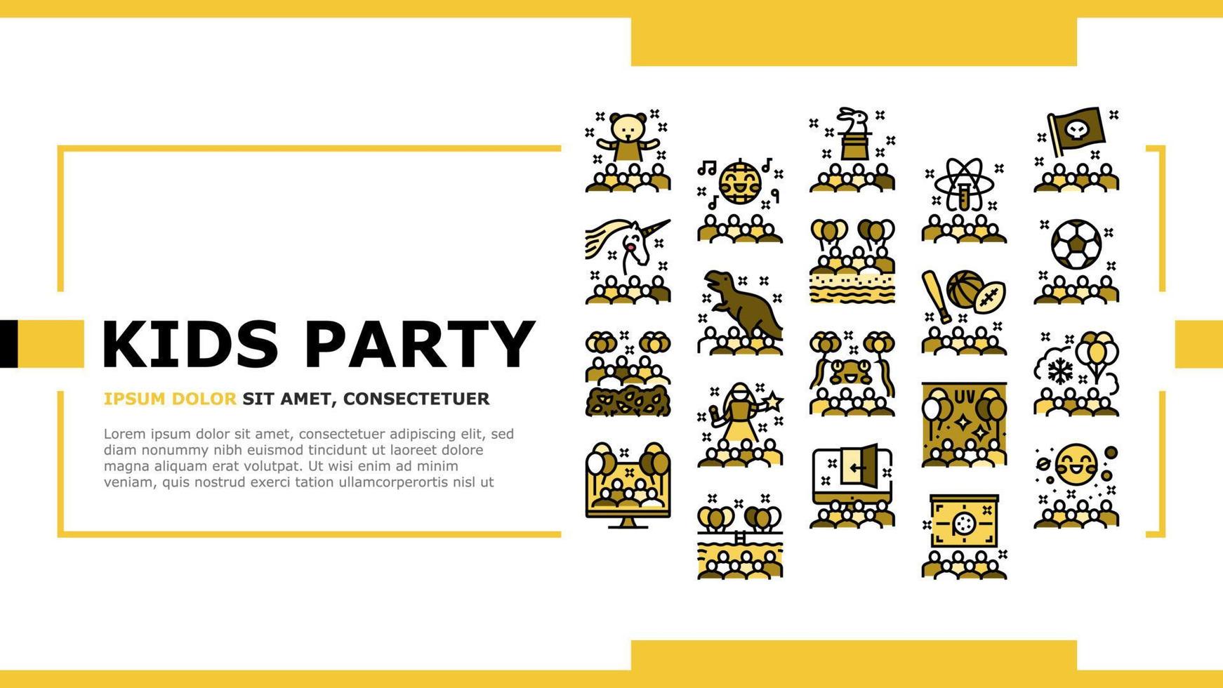 Kids Birthday Party Landing Header Vector