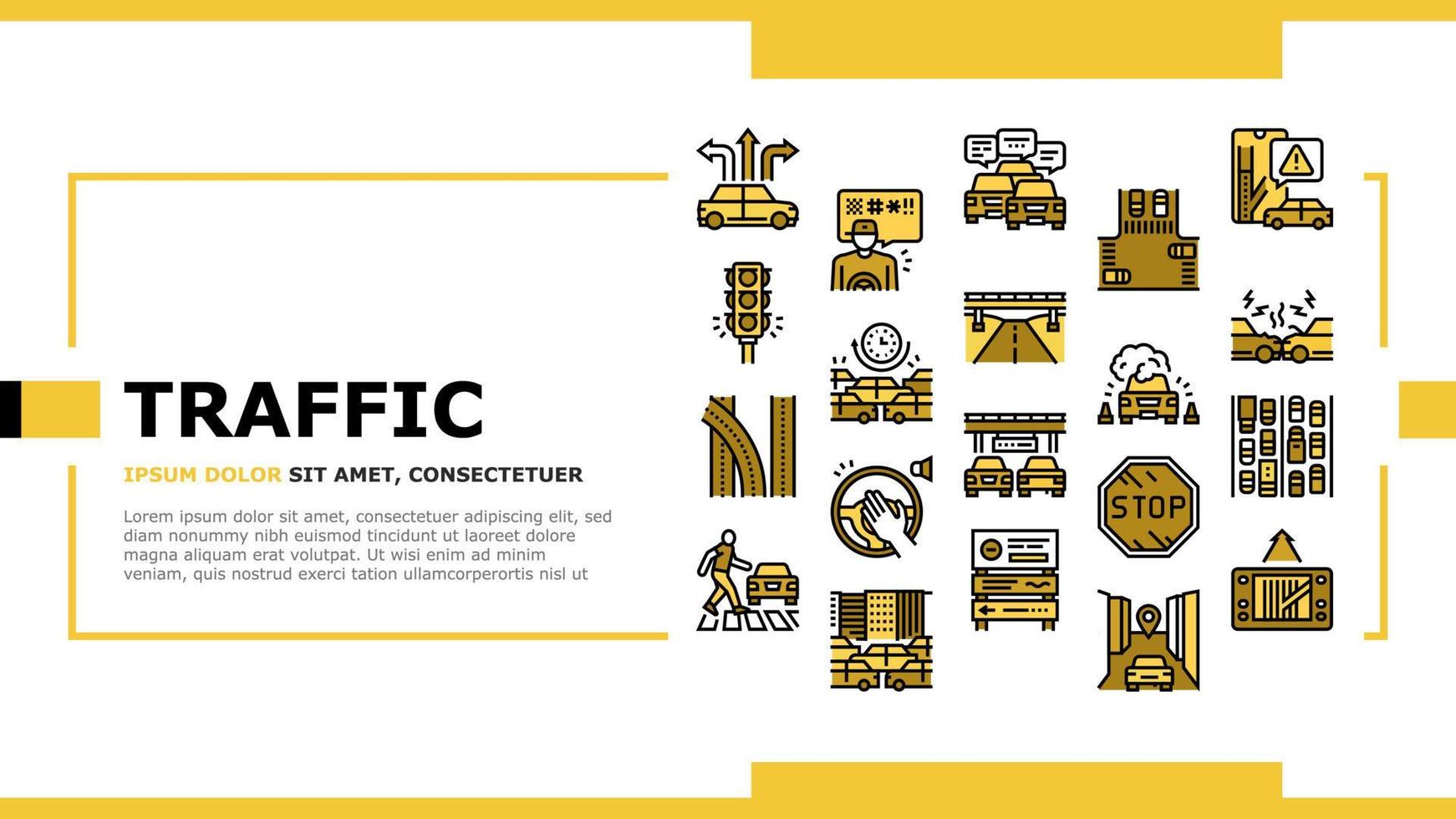 Traffic Jam Transport Landing Header Vector