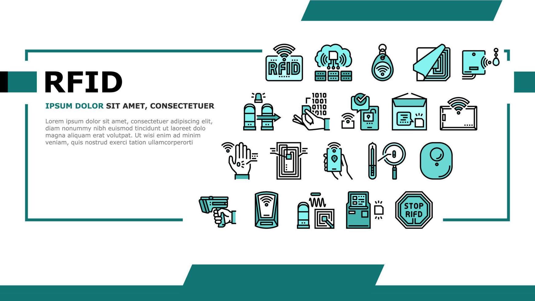 Rfid Chip Technology Landing Header Vector