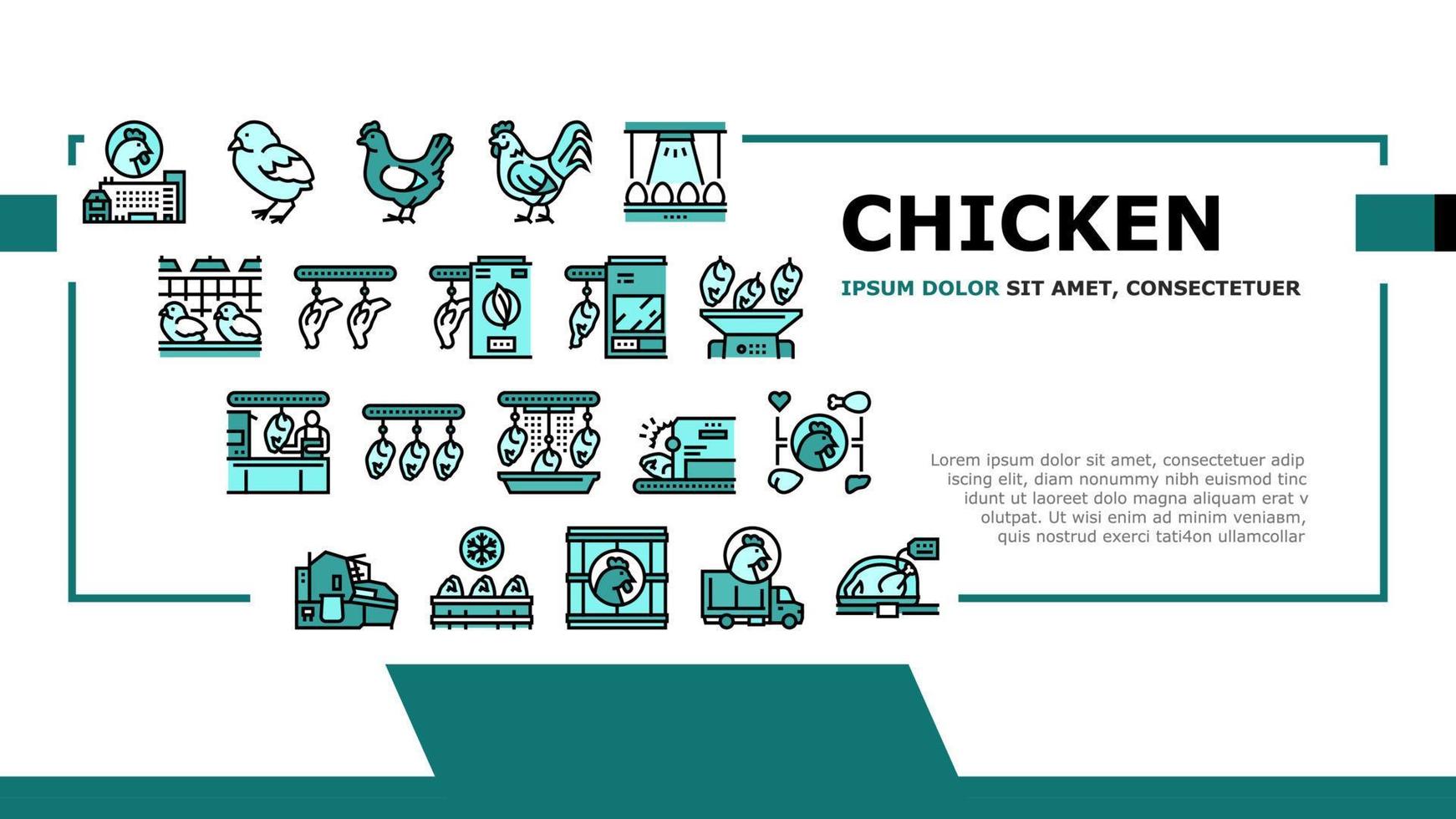 Chicken Meat Factory Landing Header Vector